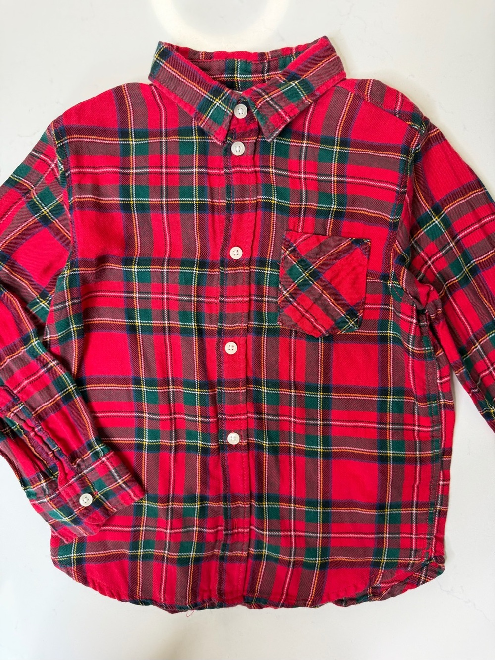 H&M Boys Size 6 Red Tartan Plaid Flannel Button Down Shirt Christmas